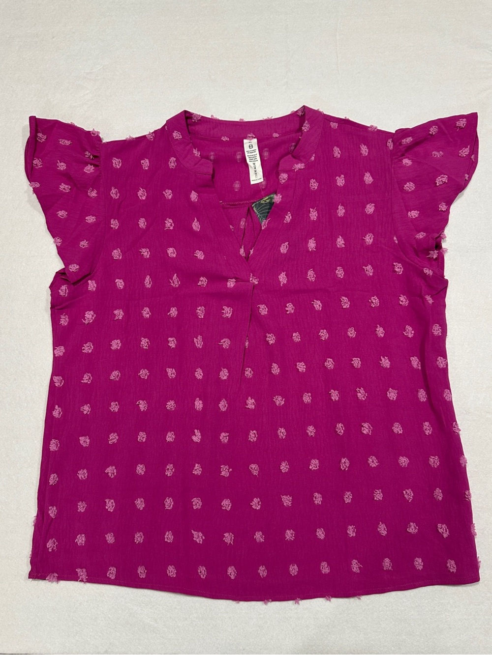 NWT Women’s Mauve 3-D Dot-Embellished Flutter Sleeve Top, XL